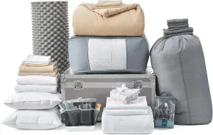 Ultimate College Dorm Supplies Luxury Pack - Twin XL Bedding Set - Marzipan Color
