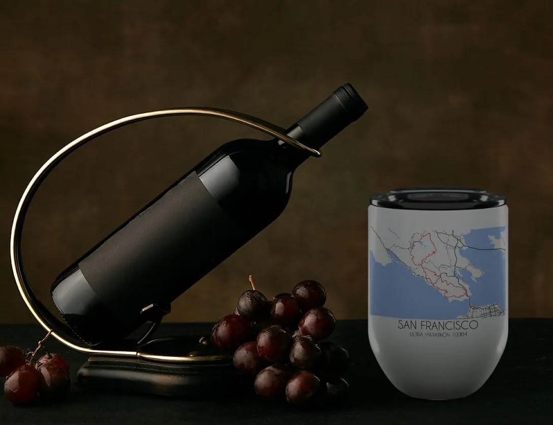 Ultra Marathon 100KM San Francisco Gifts and Souvenirs - Unique Drinkware - Ultra Marathon 100KM Race Momento - 12oz Wine Tumbler