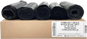 Ultrasac Heavy Duty 55 Gallon Black Trash Bags - (Value 50 Pack) - 1.5 MIL equivalent Industrial Strength Plastic 37" x 54" for 50-55 Gal Cans -Fits Toter, Rubbermaid Brute, Carlislie Bronco etc.