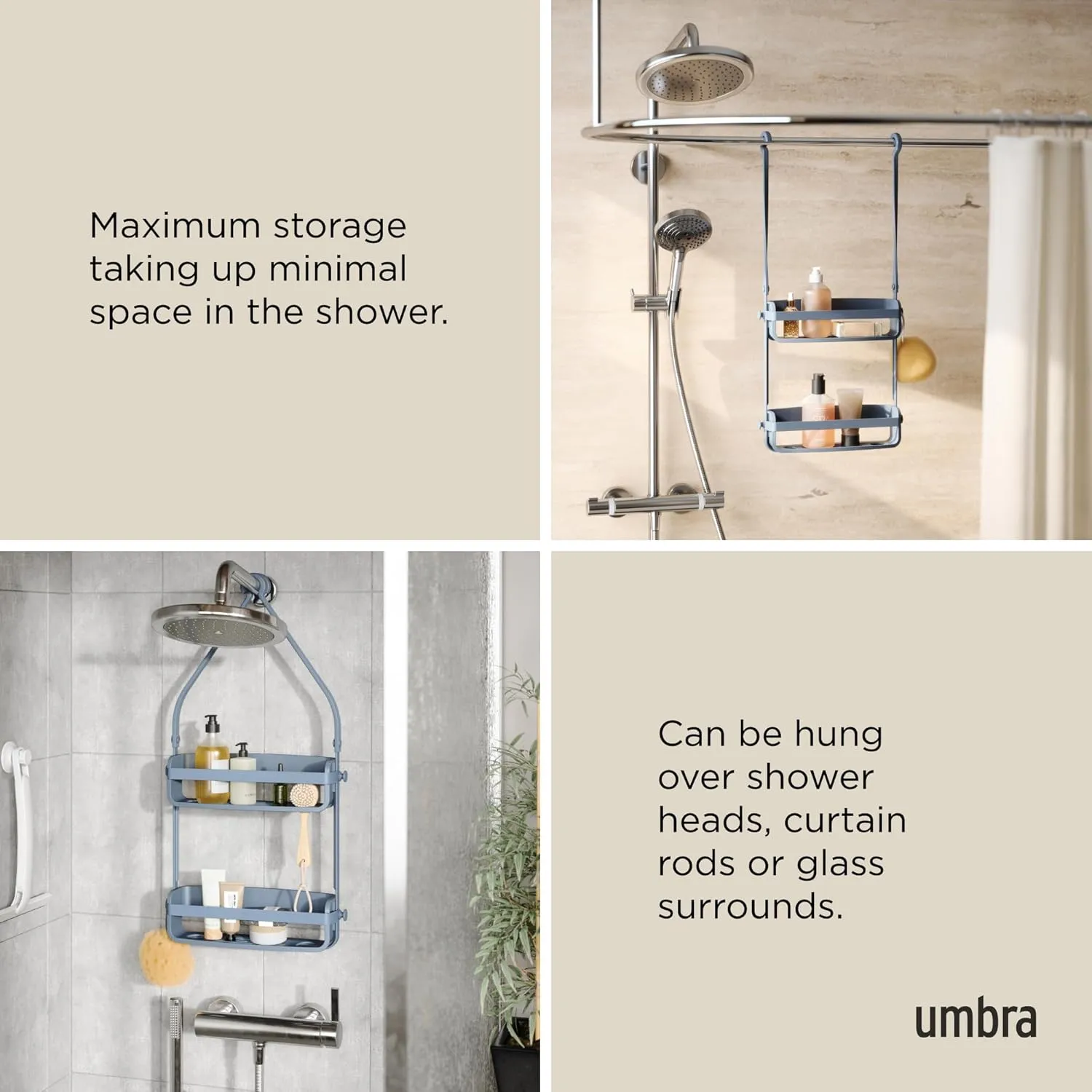 Umbra Flex Shower Caddy, Slate Blue
