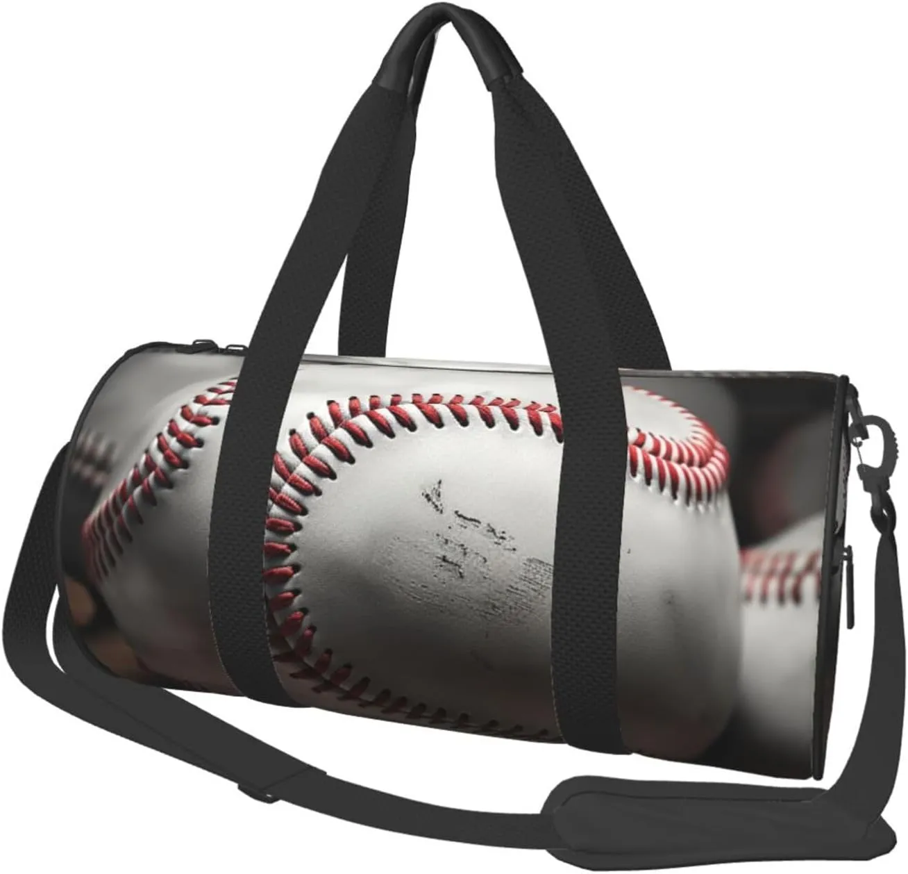 UNIOND Travel Duffle Bag Lightweight Sports Gym Bag for Men Women Foldable Carry on Weekender Overnight Bag Cool Grey Baseball Canvas Sport Duffel Bag for Yoga Business Trip, Black