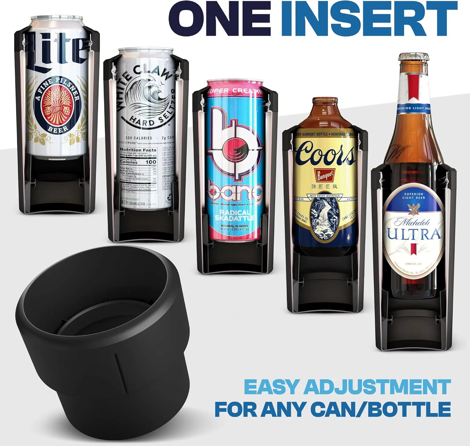 Universal Buddy XL Can Cooler by Frost Buddy - Fits 12-ounce, 16-ounce, 20-ounce, and 24-ounce Cans and Bottles - Keep Your Drinks Refreshingly Chilled for over 12 hours. (Gunmetal Glory)