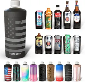Universal Buddy XL Can Cooler by Frost Buddy - Fits 12-ounce, 16-ounce, 20-ounce, and 24-ounce Cans and Bottles - Keep Your Drinks Refreshingly Chilled for over 12 hours. (Gunmetal Glory)