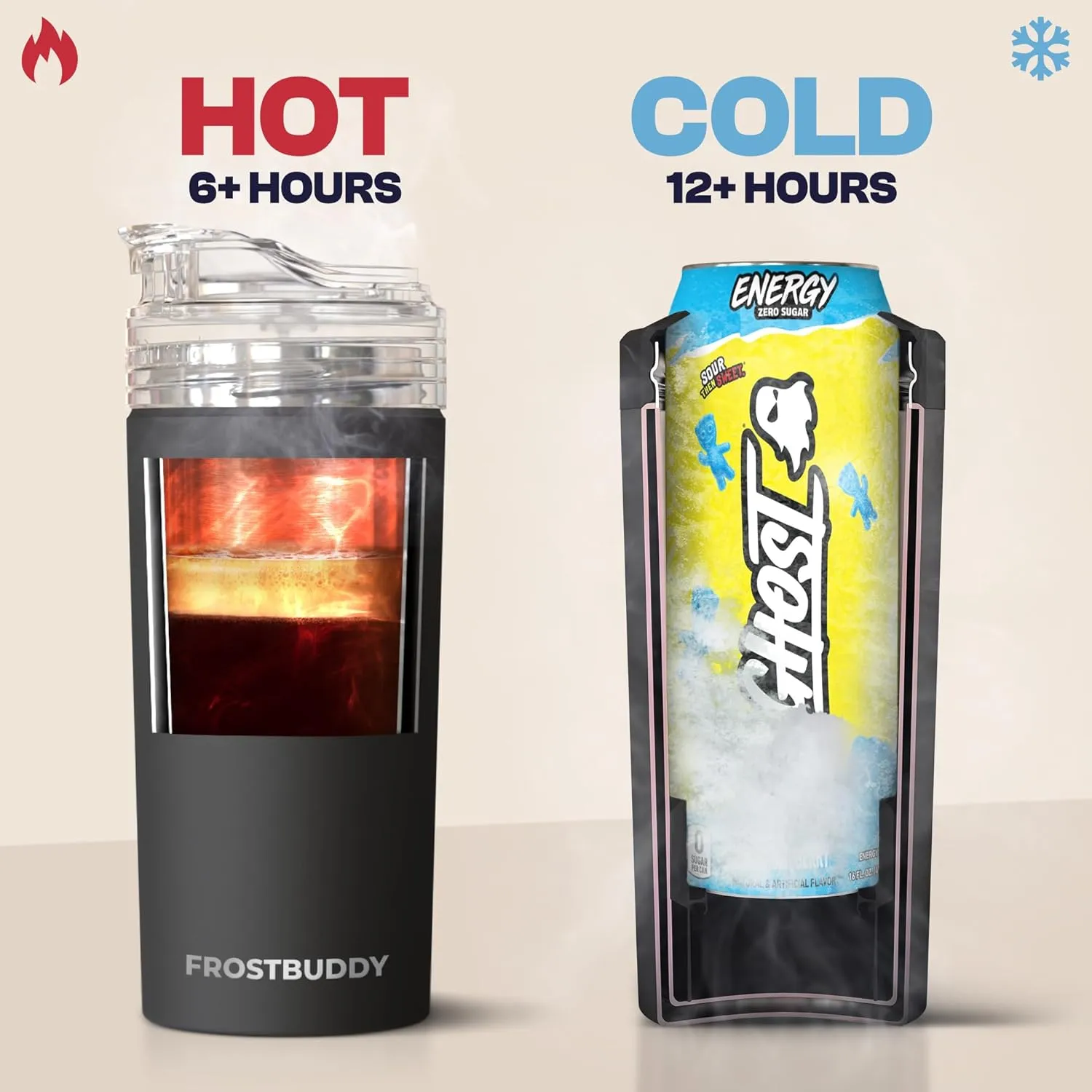 Universal Buddy XL Can Cooler by Frost Buddy - Fits 12-ounce, 16-ounce, 20-ounce, and 24-ounce Cans and Bottles - Keep Your Drinks Refreshingly Chilled for over 12 hours. (Gunmetal Glory)