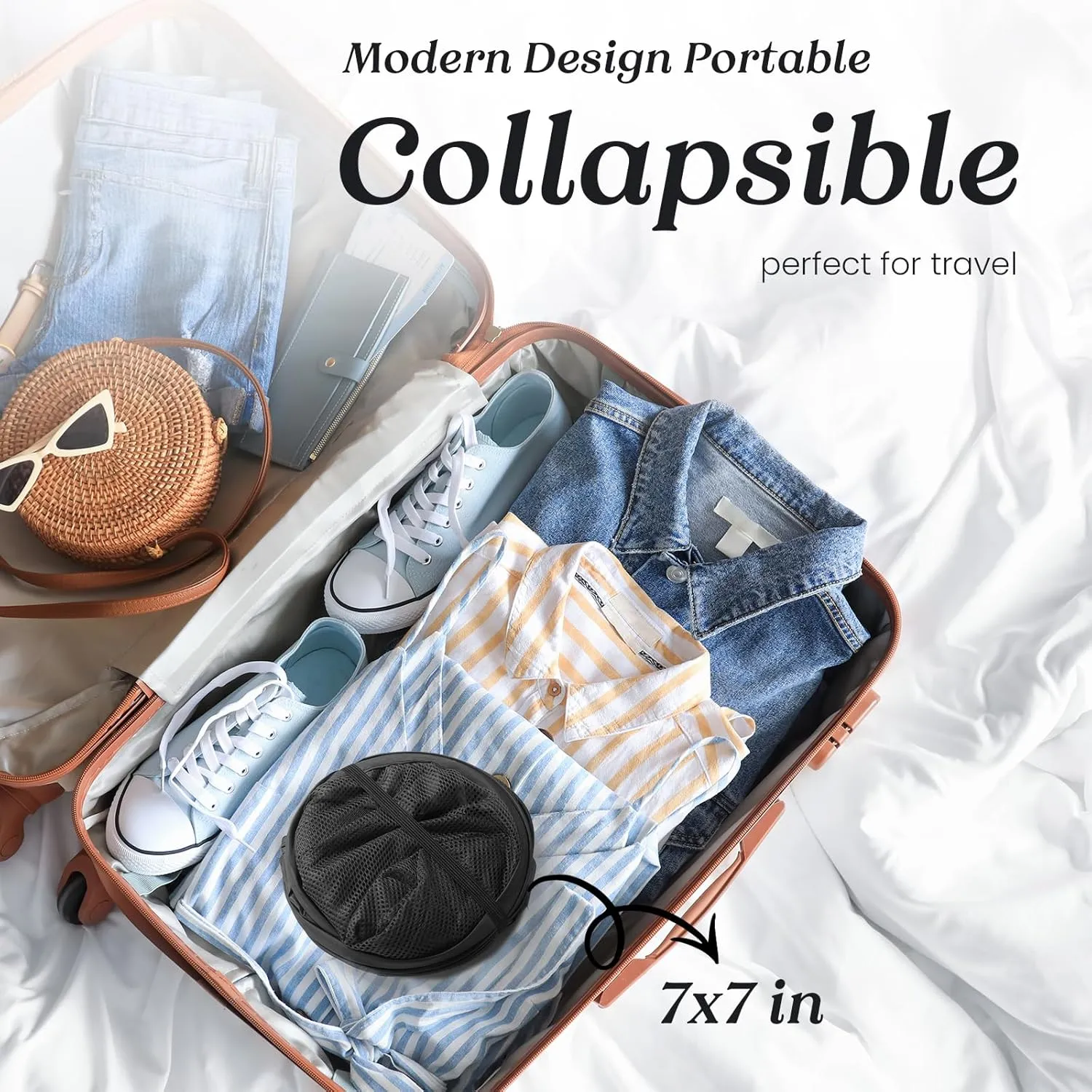 Upgraded 105L Collapsible Mesh Pop Up Laundry Hamper with Sturdy Handles and Side Pocket - Portable Foldable Clothes Baskets for Dorm, Bathroom & Travel Storage (Black Plus，2 Packs)