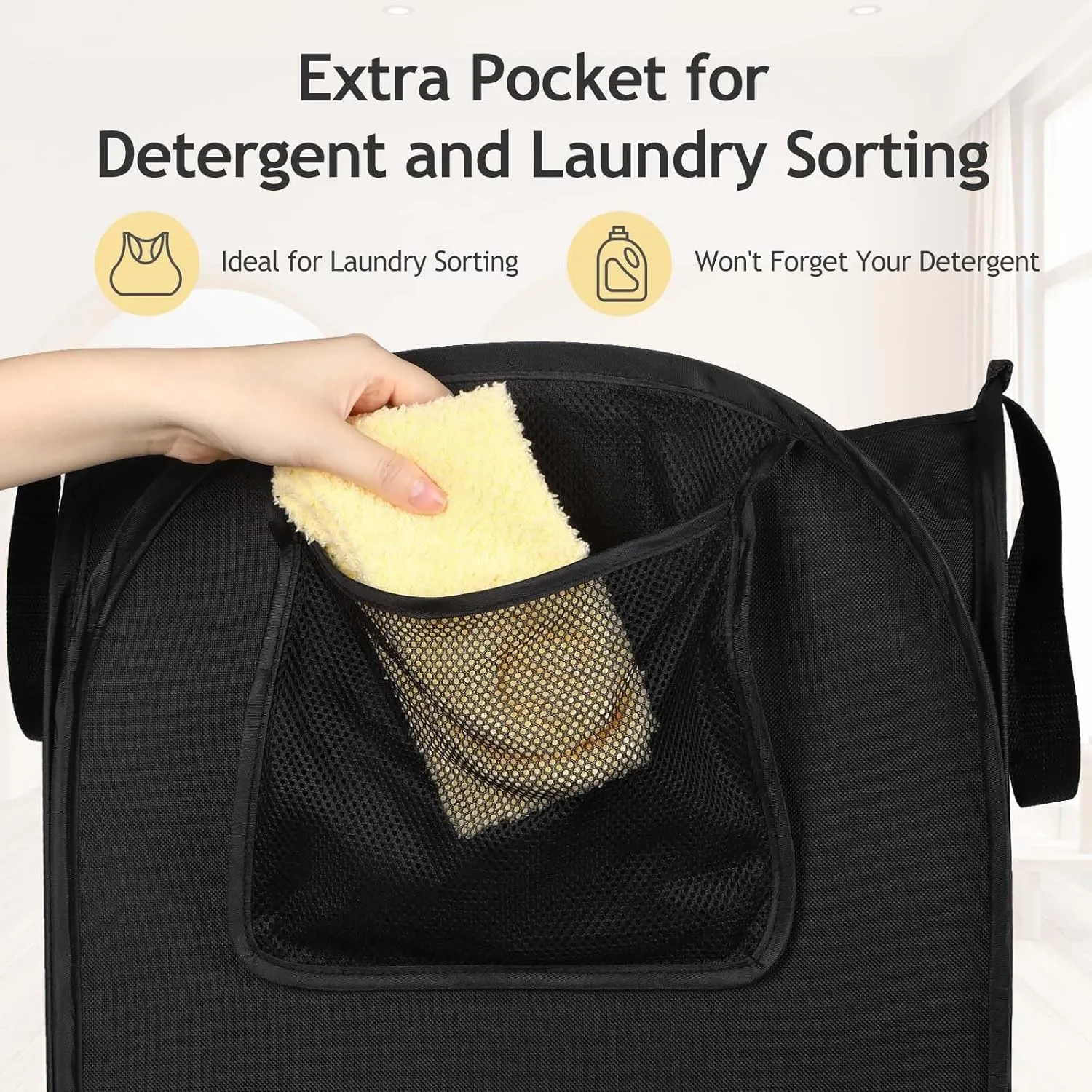 Upgraded Oxford Pop-up Laundry Hamper 2 Pack, 70L(18.5 Gal) Laundry Basket with Durable Handles Solid Bottom High Carbon Steel Frame and Side Pocket, Easy to Open and Fold Flat for Storage