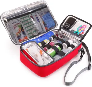 USA GEAR Diabetes Travel Case for Diabetes Care Supplies Fits Insulin Syringes, Blood Sugar Monitor, Glucose Tablets - Highly Visible Diabetic Medication Organizer with Insulated Interior (Bag Only)