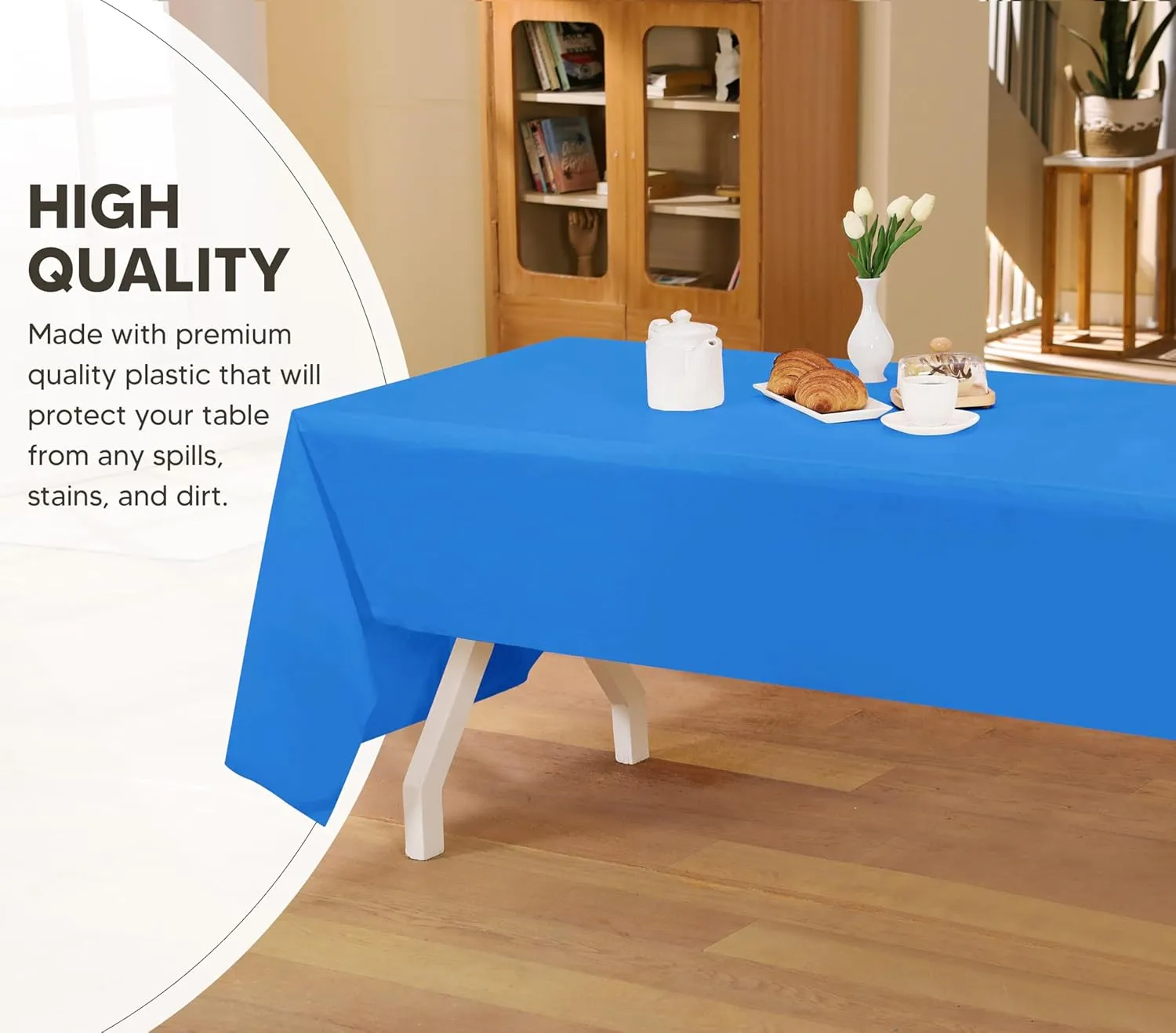 Utopia Kitchen Plastic Table Cloth Disposable (12 Pack - 54x108 Inch) Blue Rectangle Tablecloth Waterproof Stain Resistant Party Table Cover