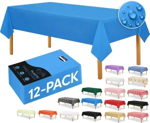 Utopia Kitchen Plastic Table Cloth Disposable (12 Pack - 54x108 Inch) Blue Rectangle Tablecloth Waterproof Stain Resistant Party Table Cover
