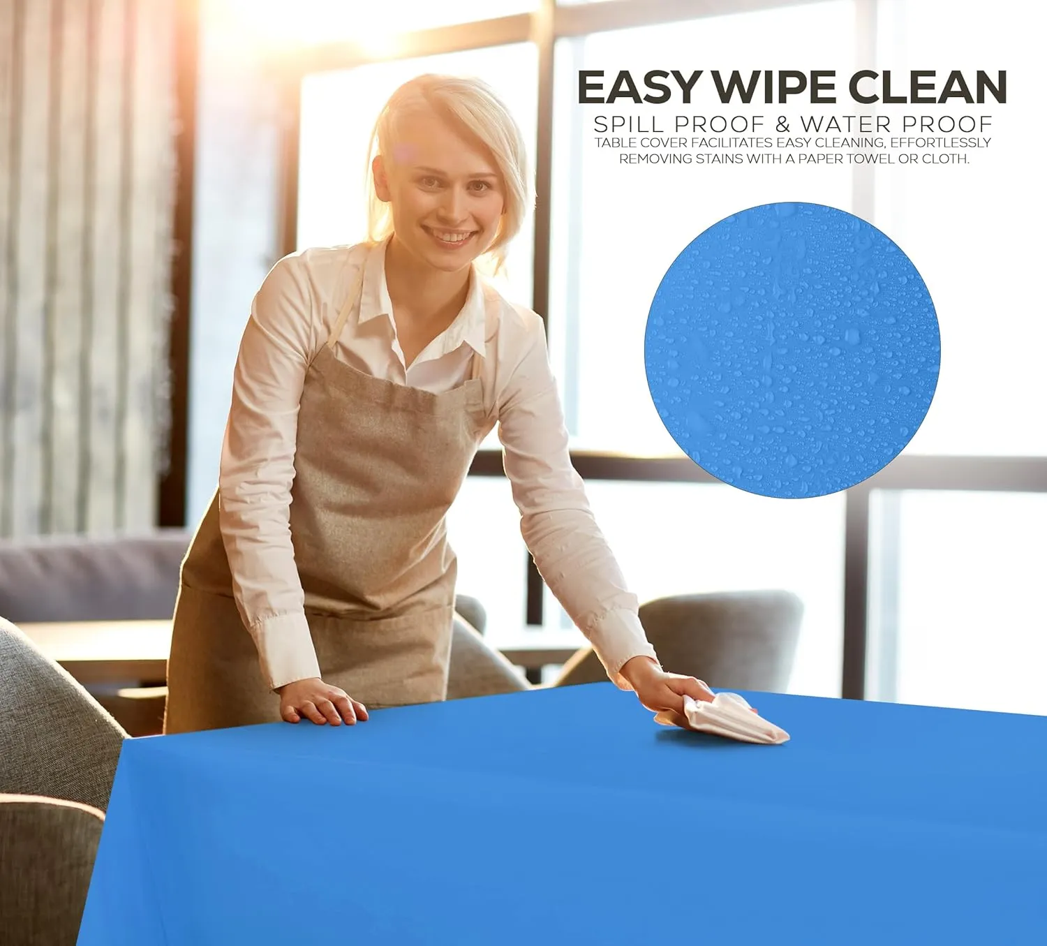 Utopia Kitchen Plastic Table Cloth Disposable (12 Pack - 54x108 Inch) Blue Rectangle Tablecloth Waterproof Stain Resistant Party Table Cover