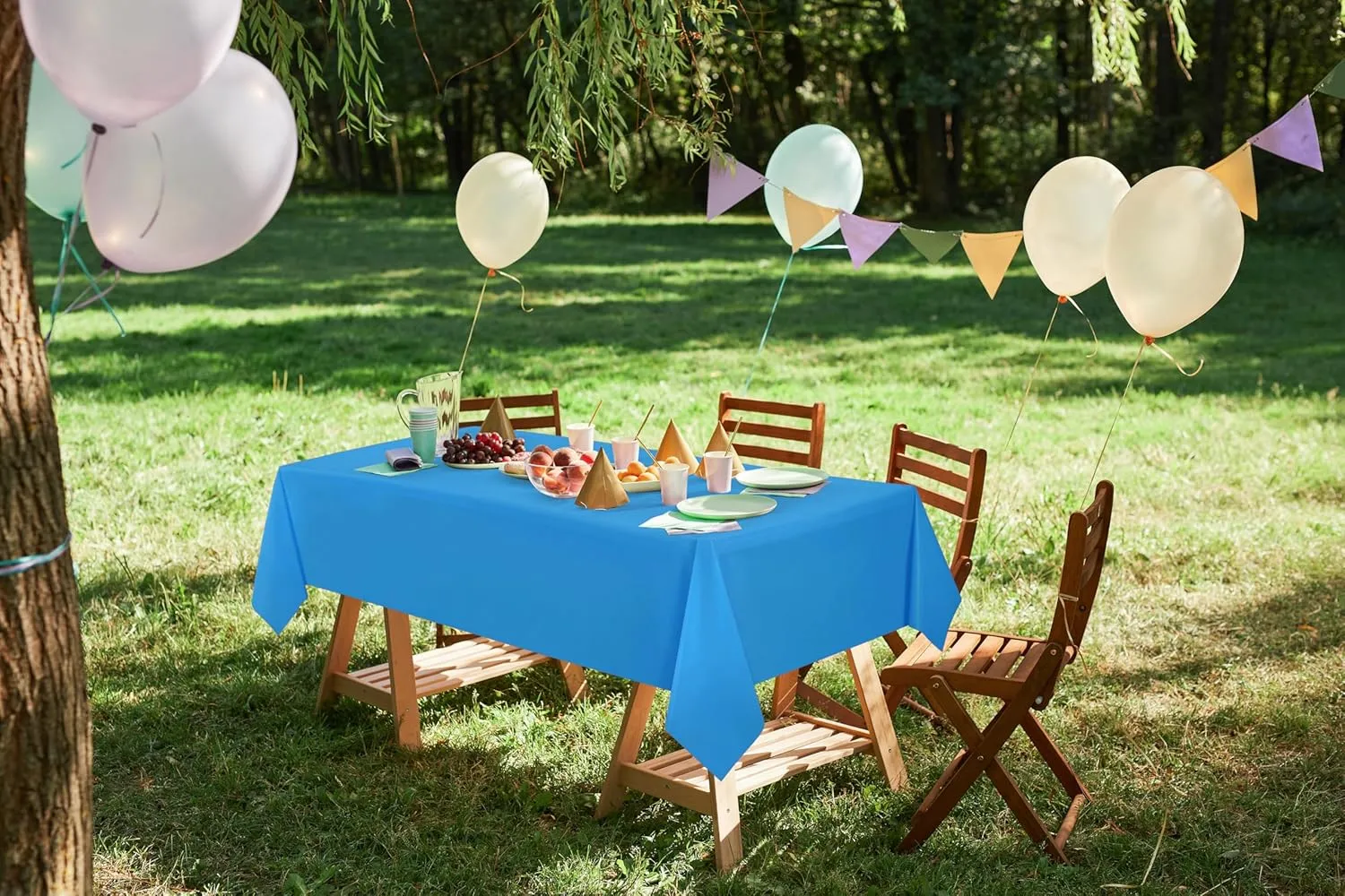 Utopia Kitchen Plastic Table Cloth Disposable (12 Pack - 54x108 Inch) Blue Rectangle Tablecloth Waterproof Stain Resistant Party Table Cover