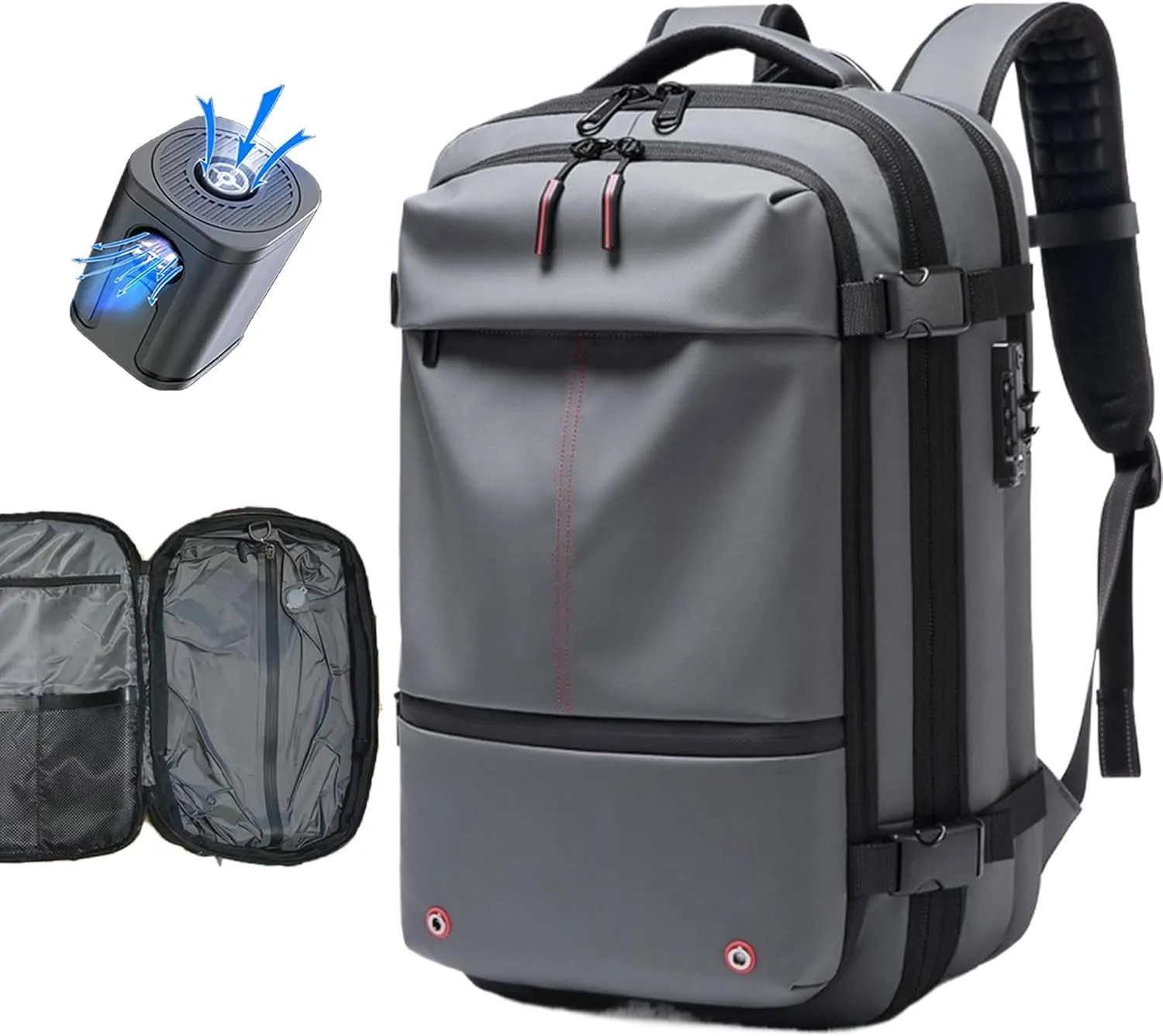 Vacpack Backpack with Pump, Airback Backpack with Vacuum Seal Compression, 17”Laptop Vacuum Backpack Travel with TSA Lock