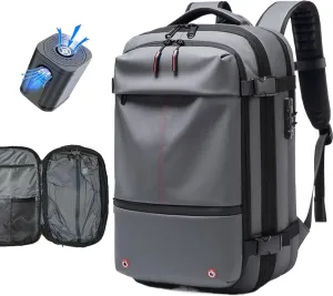 Vacpack Backpack with Pump, Airback Backpack with Vacuum Seal Compression, 17”Laptop Vacuum Backpack Travel with TSA Lock