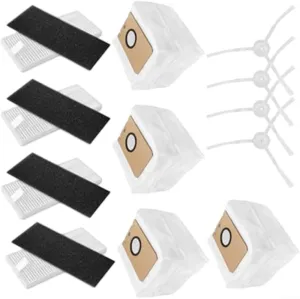 Vacuum Cleaner Replacement Parts Kit For Cleanova W11 Robot Vacuum Cleaner, 4 Side Brushes, 4 Filters, 4 Dust Bags