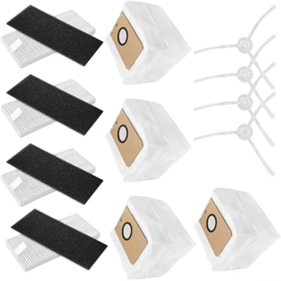 Vacuum Cleaner Replacement Parts Kit For Cleanova W11 Robot Vacuum Cleaner, 4 Side Brushes, 4 Filters, 4 Dust Bags