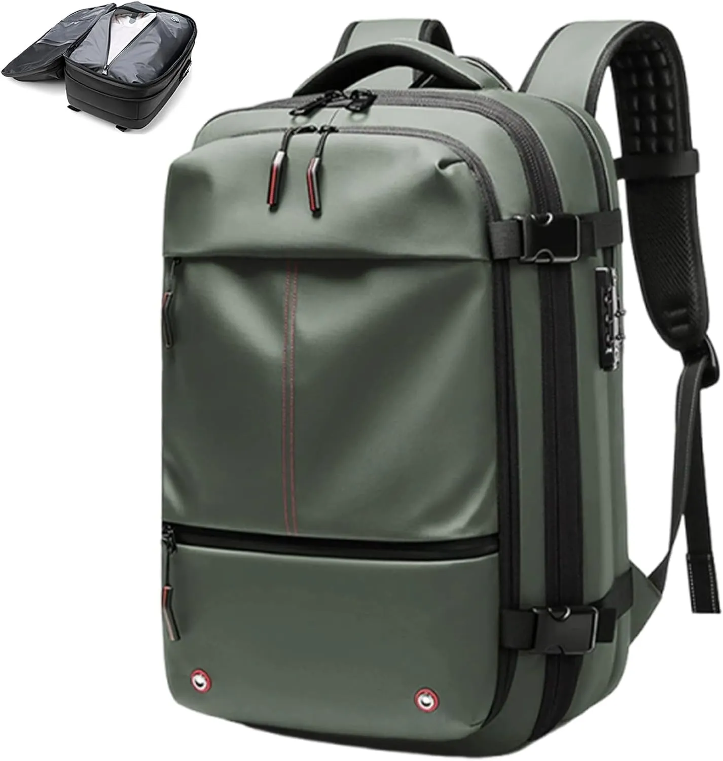 Vacuum Compression Backpack, Airopack Backpack, Airlines Approved, Fits 17 Inch Laptop for Travel, Business, Camping (Green without air pump)