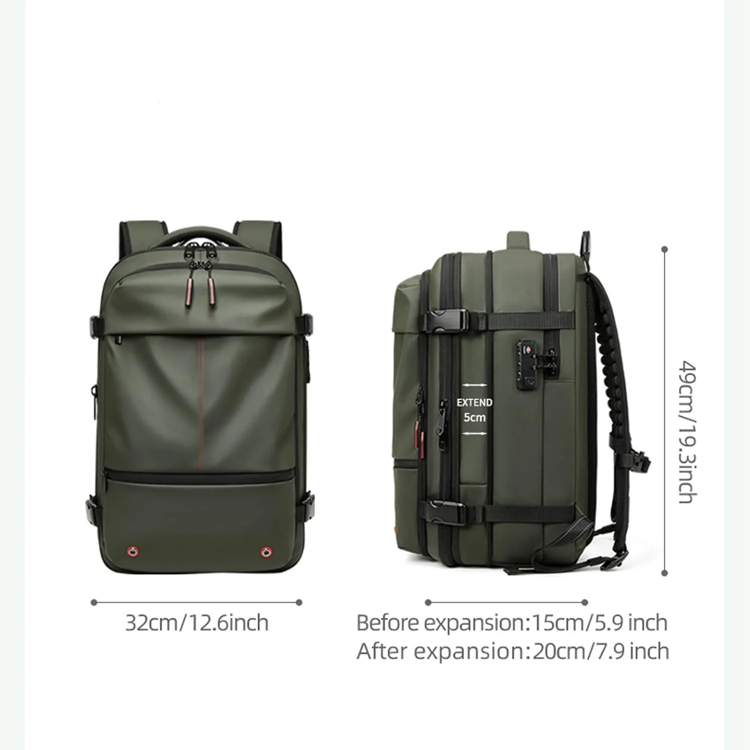 Vacuum Compression Backpack, Airopack Backpack, Airlines Approved, Fits 17 Inch Laptop for Travel, Business, Camping (Green without air pump)