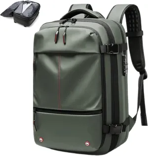Vacuum Compression Backpack, Airopack Backpack, Airlines Approved, Fits 17 Inch Laptop for Travel, Business, Camping (Green without air pump)