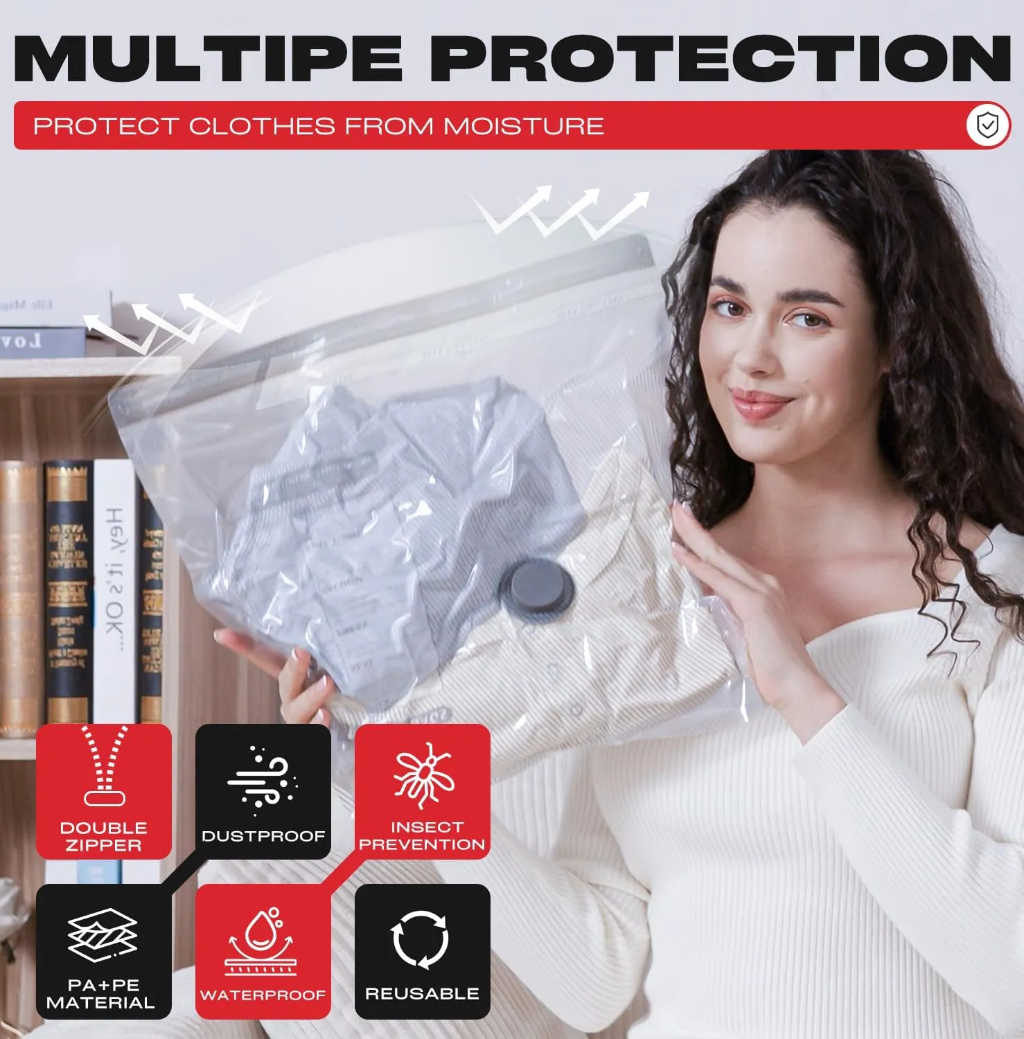 Vacuum Seal Bags for Clothing, 12 Pack Travel Vacuum Storage Bags with USB Pump, Carry On Compression Packing Bag for Luggage, Space Saver Travel Kit for Clothes