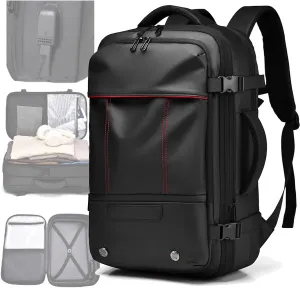 Vacuum Seal Carry on Backpack, Carry on Luggage with Vacuum Compression with Air Pump, Anti Theft Expandable Vacuum Suitcase with USB Charging Port for Laptop, Travel, Business, College, Camping(Black
