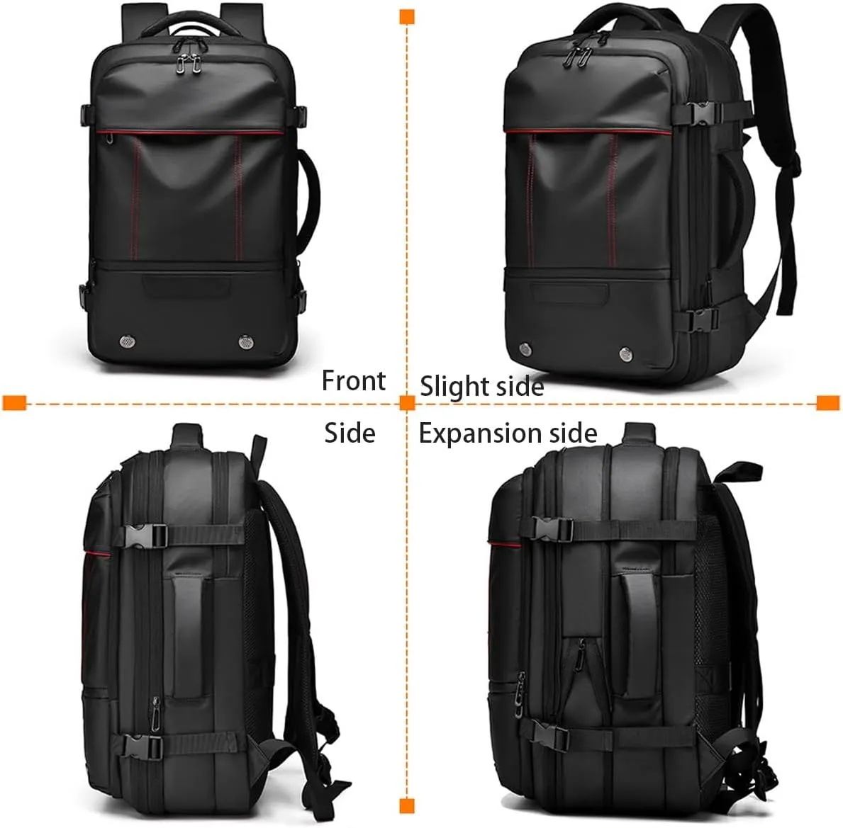 Vacuum Seal Carry on Backpack, Carry on Luggage with Vacuum Compression with Air Pump, Anti Theft Expandable Vacuum Suitcase with USB Charging Port for Laptop, Travel, Business, College, Camping(Black