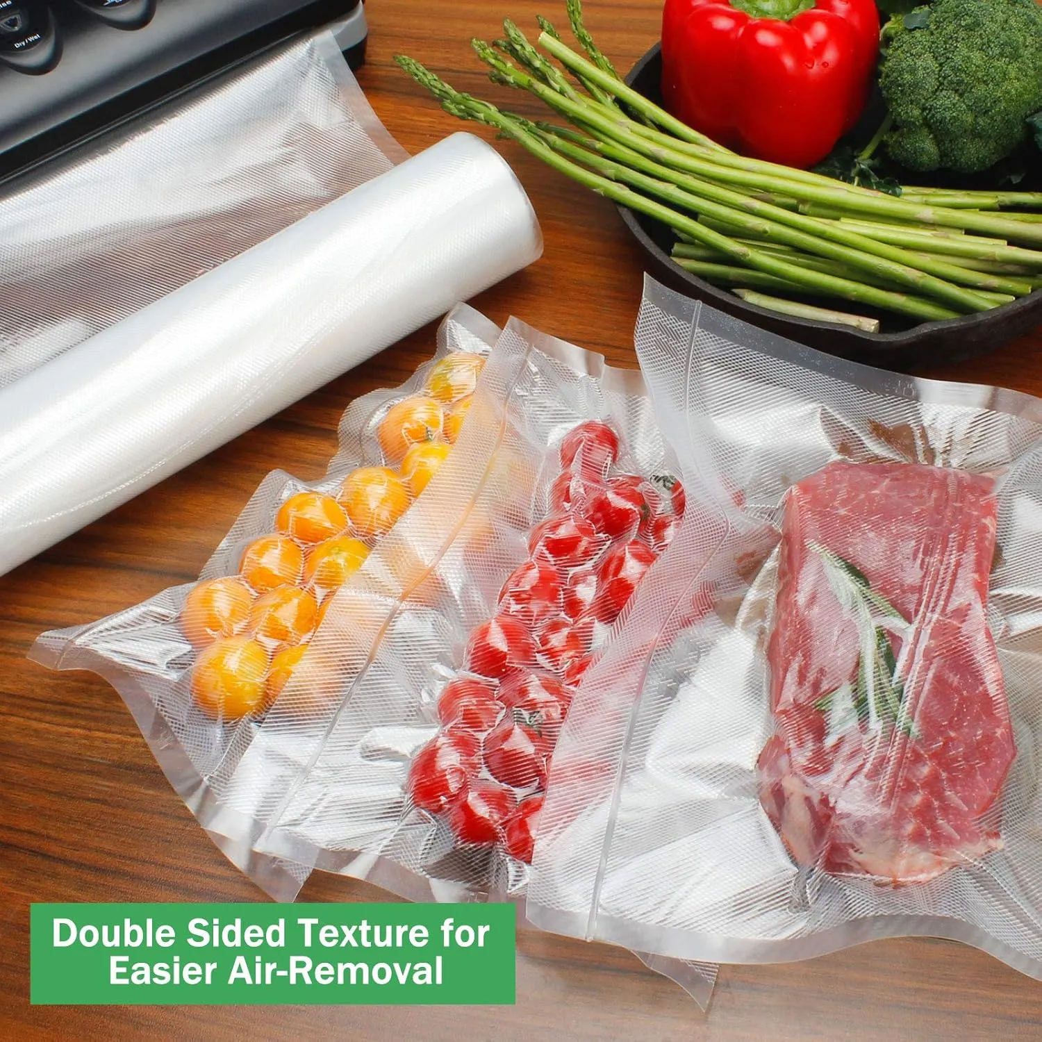 Vacuum Sealer Bags Rolls (2-Pack), 8” X 50’ Heavy Duty Commercial Grade Embossed Bags for Food Preservation Freezer Sous Vide Cooking(Total 100 Feet)