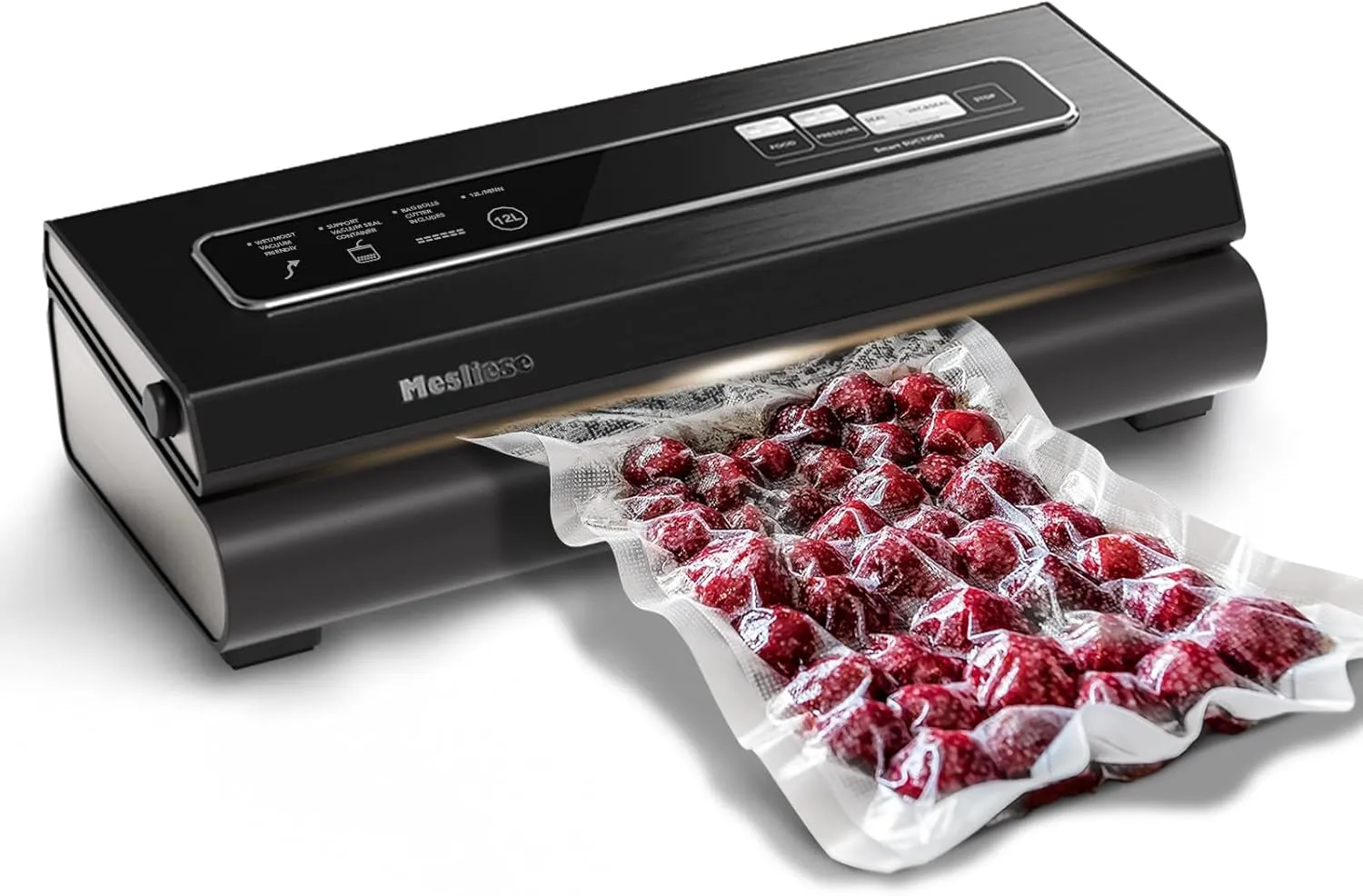 Vacuum Sealer Machine 90Kpa 6-in-1 Compact Food Vacuum Sealing Preservation System with Cutter | 2 Bag Rolls | 5 Pre-cut Bags | Dry&Moist Modes | ETL Listed (Dark Gray)