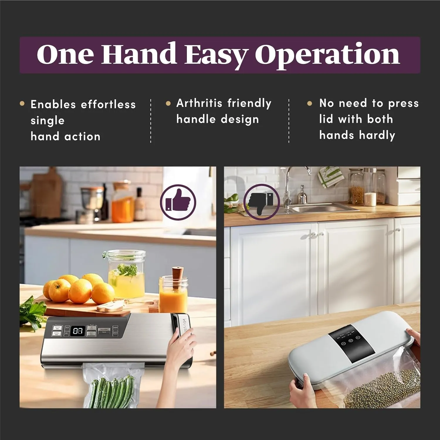 Vacuum Sealer Machine, 95kPa 140W One Hand Operation Food Sealer, Double Seal Strip with Build-in Cutter & Countdown Display, 2 Bag Rolls, 5PCS Pre-cut Bags, PULSE & Marinate Enabled