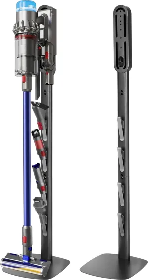 Vacuum Stand Holder for Dyson Gen5 V8 V15 V12 V11 V10 V7 V6, FrontLine Metal Floor Docking Station with Built-in Cord Management, Space-Saving Organizer with 4 Hooks for Cordless Vacuum & Accessories