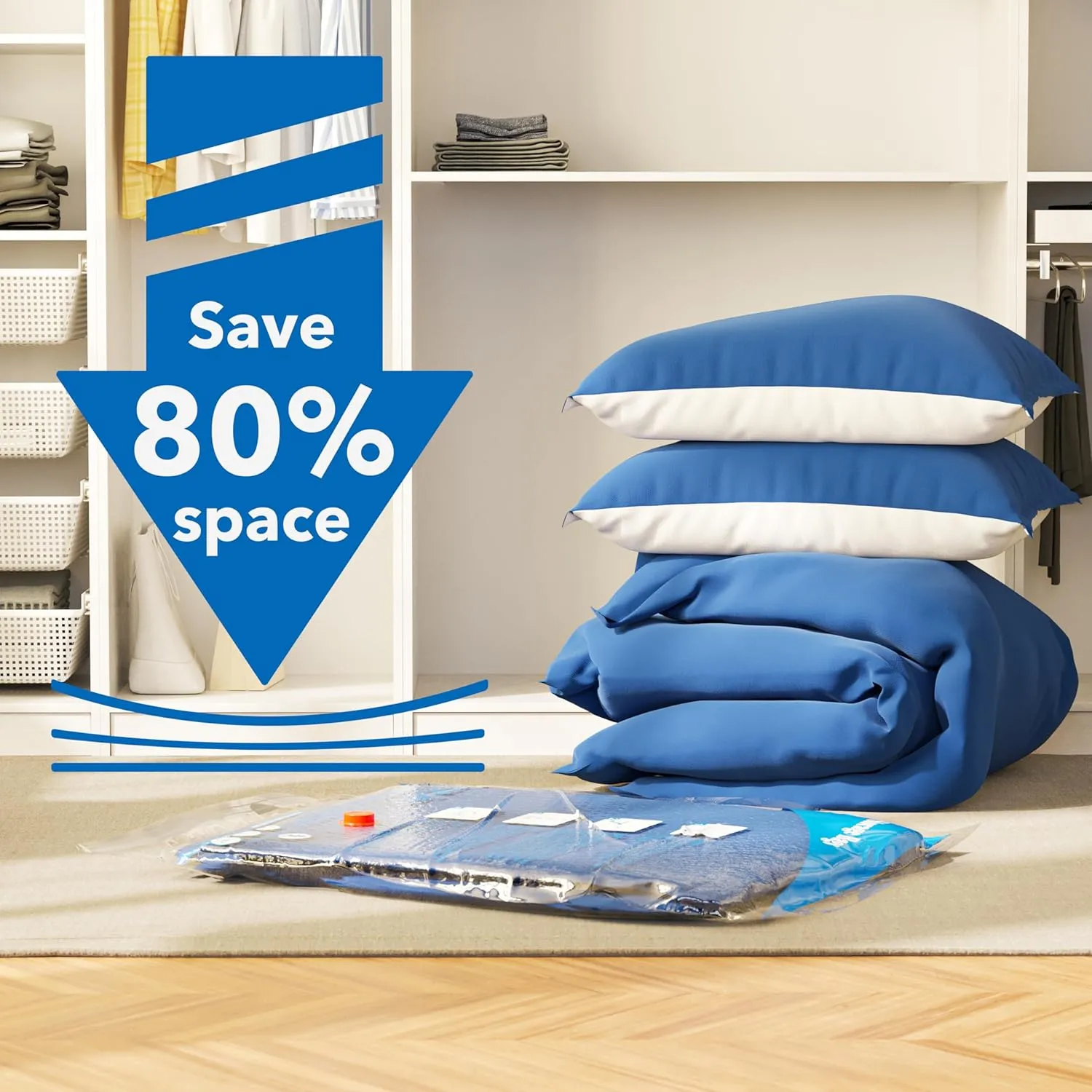 Vacuum Storage Bags 20 Combo (4 Jumbo/4Large/4 Medium/4 Small/4 Roll), Space Saver Sealer Bags, Airtight Compression Bags for Clothes, Pillows, Comforters, Blankets, Bedding