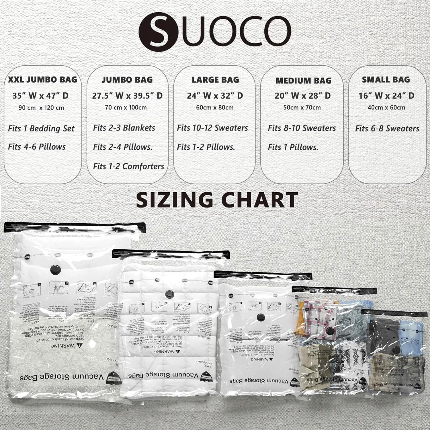 Vacuum Storage Bags (4 Jumbo, 4 Large), Space Saver Bags with Travel Hand Pump, Compression Airtight Sealer Bags for Clothes, Bedding, Pillows, Comforters, Blankets