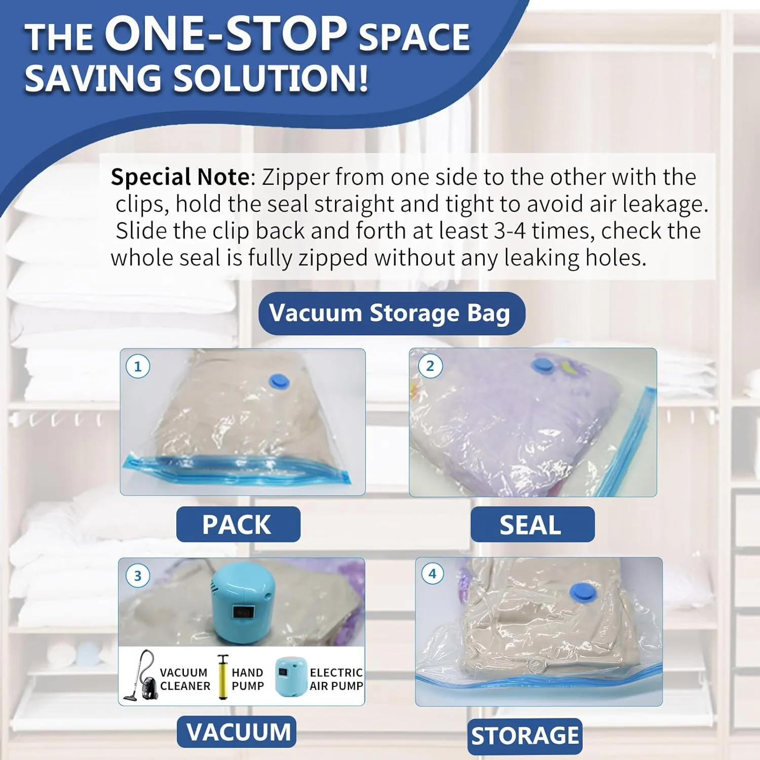 Vacuum Storage Bags, 8 Medium Space Saver Vacuum Sealed Bags for Clothes, Compression Bag Blanket Storage Travel Essentials