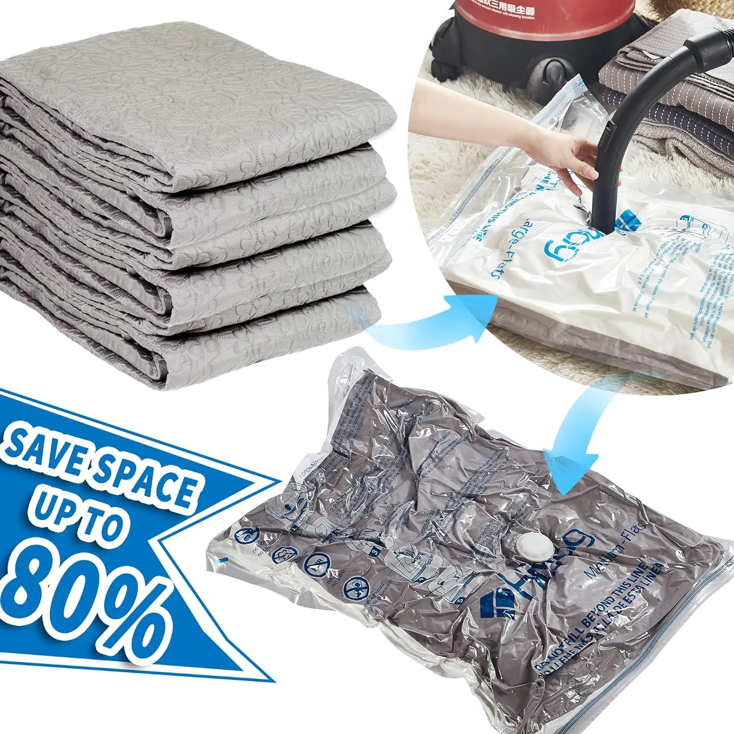 Vacuum Storage Bags, Space Saver Vacuum Seal Storage Bags 20-Pack Sealer Bags for Clothes, Clothing, Bedding, Comforter, Blanket (20C)