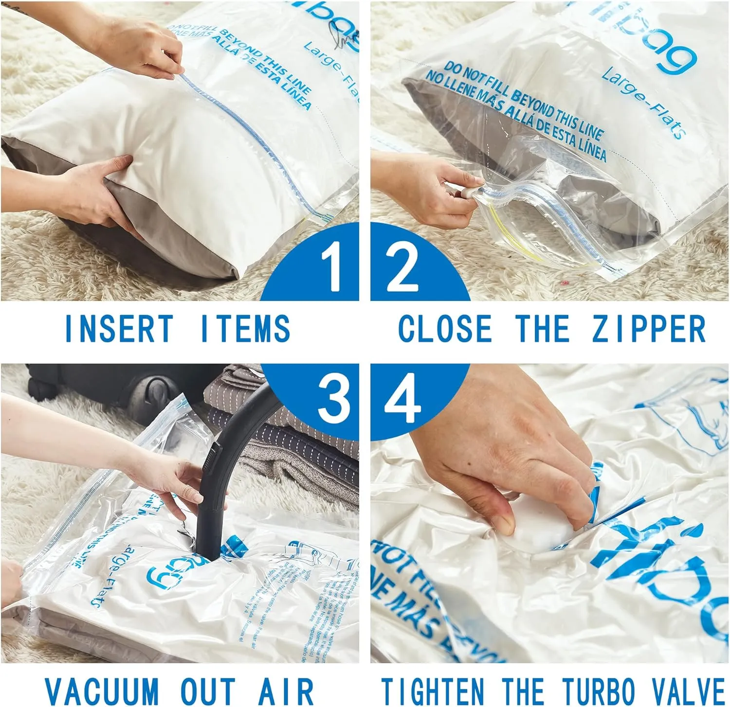 Vacuum Storage Bags, Space Saver Vacuum Seal Storage Bags 20-Pack Sealer Bags for Clothes, Clothing, Bedding, Comforter, Blanket (20C)