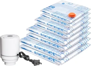 Vacuum Storage Bags with Electric Air Pump 8 Combo (2 Jumbo/2 Large/2 Medium/2 Small), Travel Vacuum Bags For Luggage, Airtight Compression Bags for Clothes, Pillows, Comforters, Blankets, Bedding