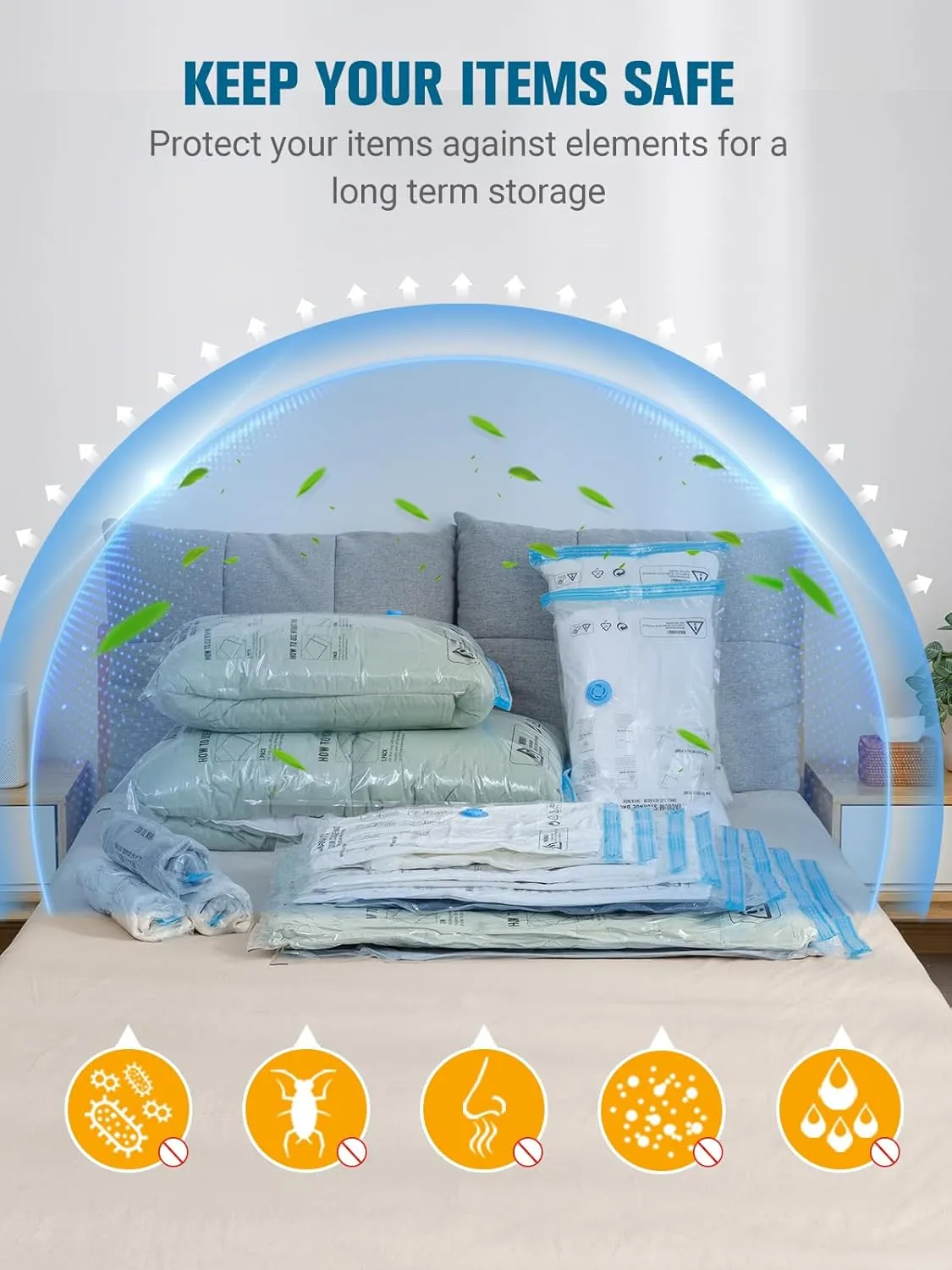 Vacuum Storage Bags with Electric Air Pump, New Air Valve Combo 15 Pack Space Saver Bag, Vacuum Sealer Bags for Clothes, Blanket, Duvets, Pillows, Comforters, Travel, Two Compressing Ways