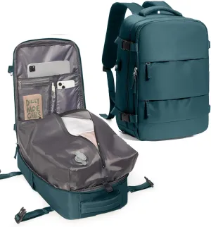 Vacuum Travel Backpack for Women Men, Waterproof Personal Item Bag, Anti-Theft Laptop Daypack for Work Trip Gym with Wet Bag & Shoe Compartment, Peacock Blue