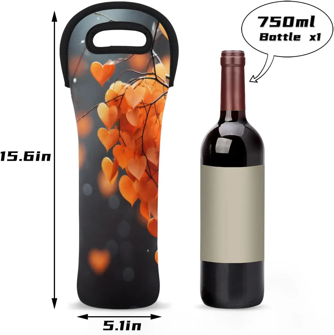 Vague Scenery Wine Carrier Tote Bag Insulated Neoprene Wine Bag Tote Single Bottle Protective Travel Bag Beer Wine Cooler Bag with Secure Carry Handle 750 ml Wine Gifts for Women Men