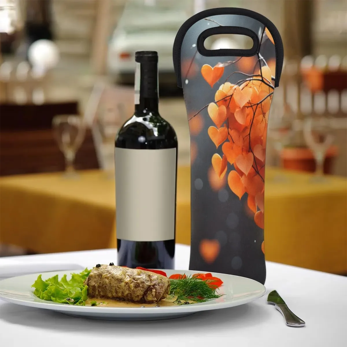 Vague Scenery Wine Carrier Tote Bag Insulated Neoprene Wine Bag Tote Single Bottle Protective Travel Bag Beer Wine Cooler Bag with Secure Carry Handle 750 ml Wine Gifts for Women Men