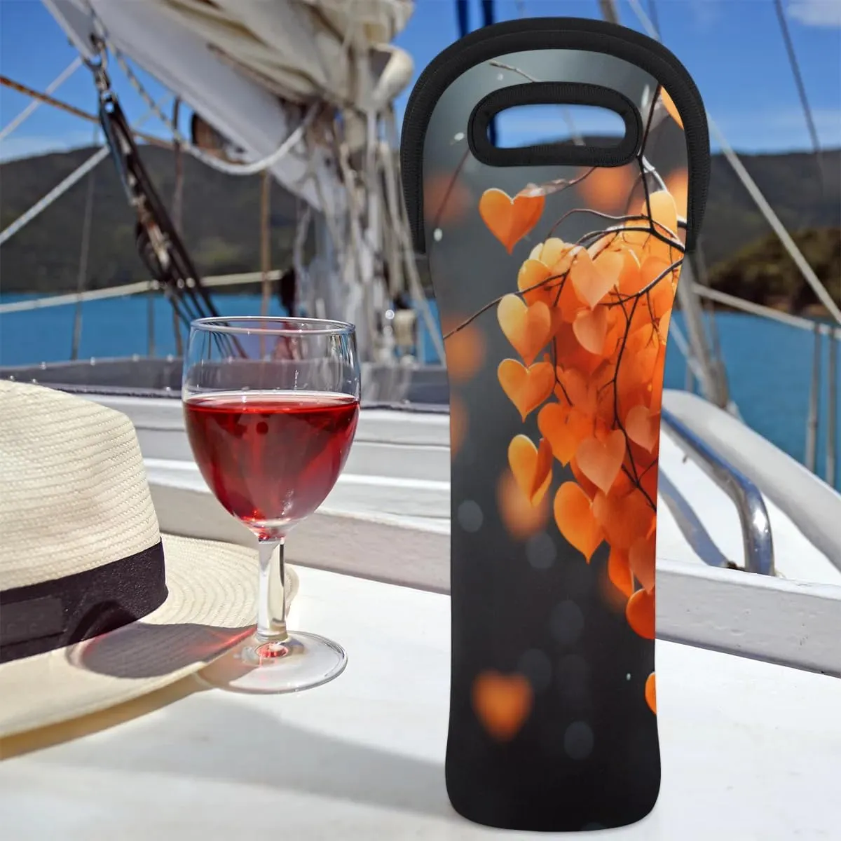 Vague Scenery Wine Carrier Tote Bag Insulated Neoprene Wine Bag Tote Single Bottle Protective Travel Bag Beer Wine Cooler Bag with Secure Carry Handle 750 ml Wine Gifts for Women Men