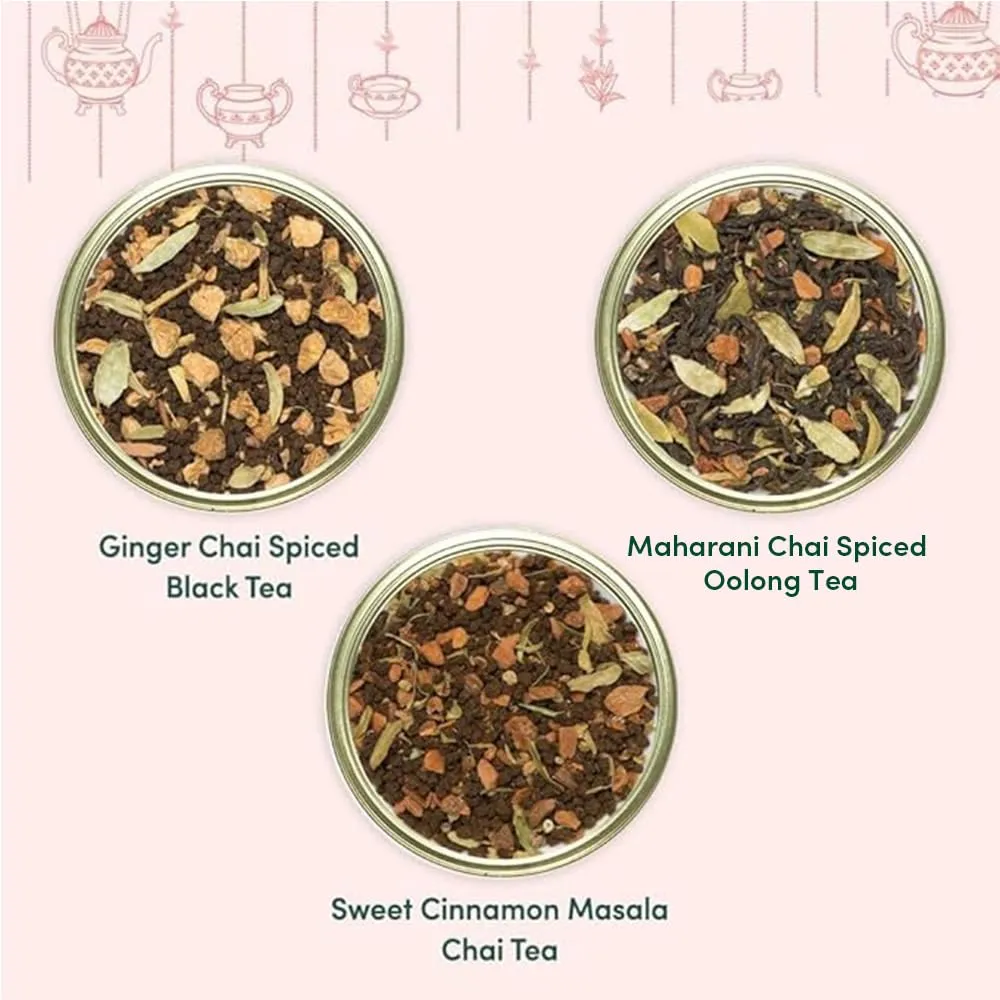 VAHDAM, Oprah's Favorite Tea Gift Sets | 3 Premium Chai Teas in Golden Tin Caddy Gift Box | Exotic Chai Tea Blends | Gluten Free, Non GMO | Gifts for Men And Women