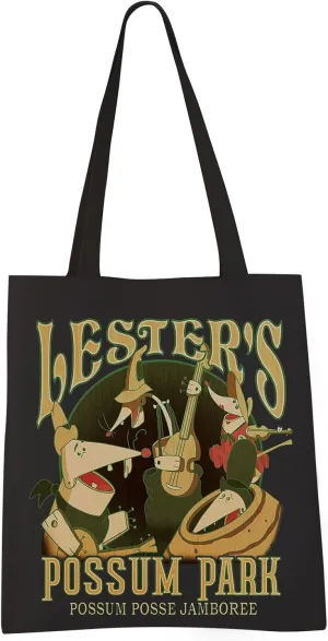 VAMSII Goofy Dog Cartoon Characters Gift Movies Inspired Tote Bag Lester's Possum Gift (Possum Park tote)