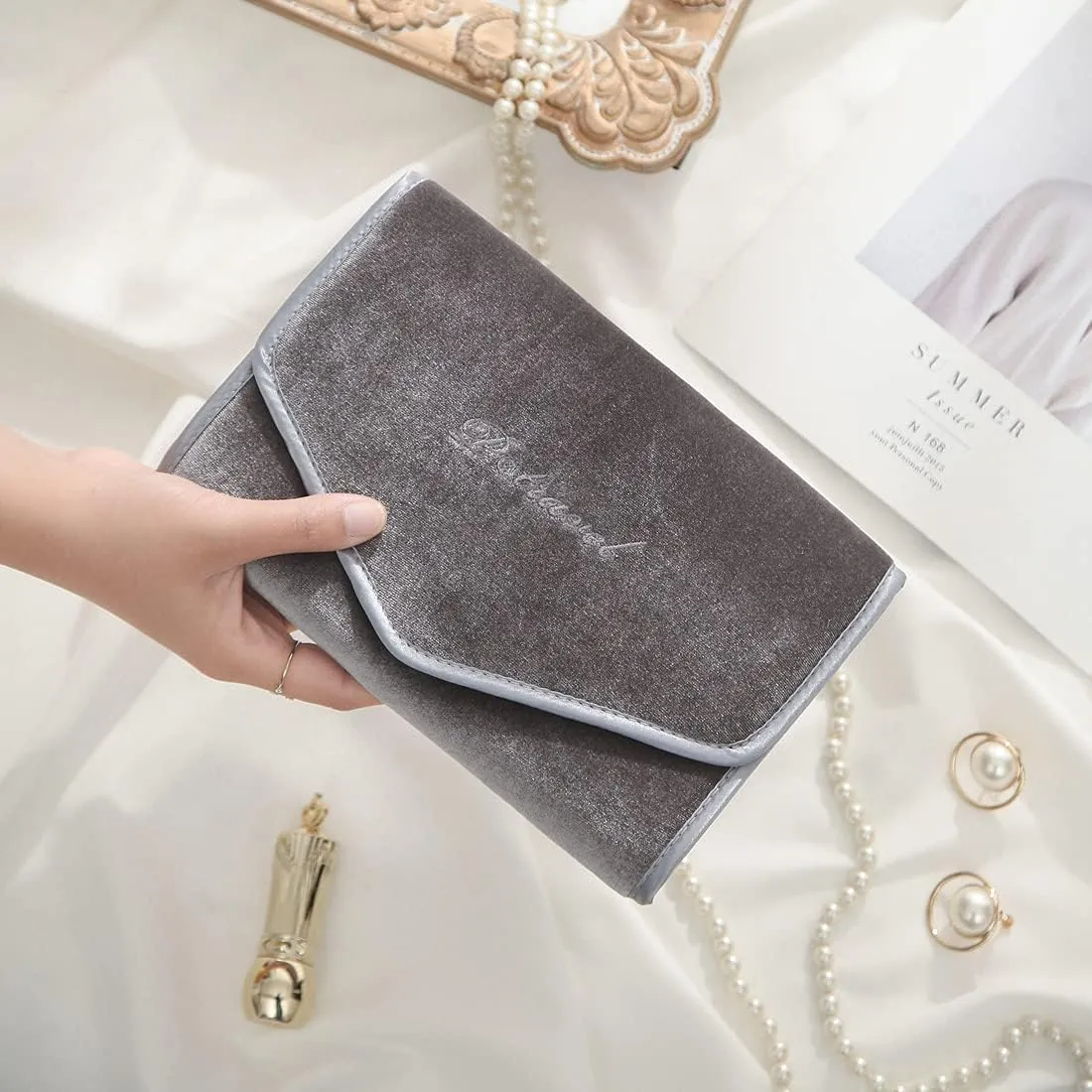 VanFn Jewelry Rolls, Travel Jewelry Organizer Roll, Foldable Jewelry Case, Women Jewelry Storage Bag for Journey-Rings, Necklaces, Earrings, Bracelets, Watches, Brooches P.Travel Series