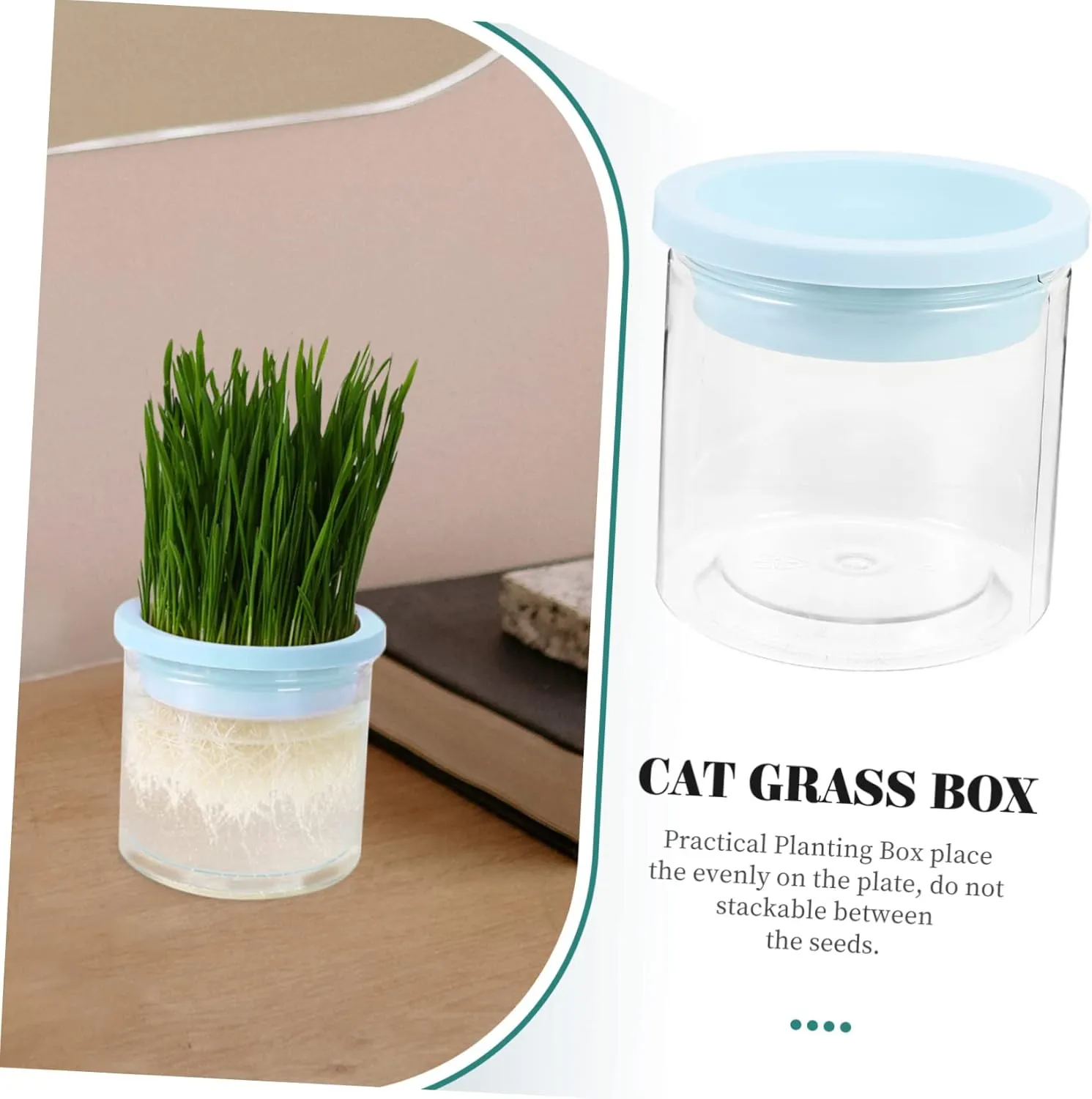VANZACK 2pcs Cat Grass Planter Box Hydroponic Pot Large Planting Area Easy Cleaning