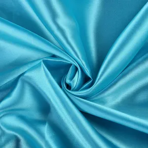 VDS Turquoise Satin Fabric, 5 Yards Continuous, 45” Wide, Wedding Party Decoration Charmeuse Silky Sateen Bridal Dress DIY Crafts Fashion Scarf Costumes Lining Sewing Backdrop Arch Cloth