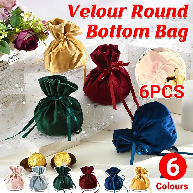Velvet Jewelry Drawstring Bags 6PCS 7Colours