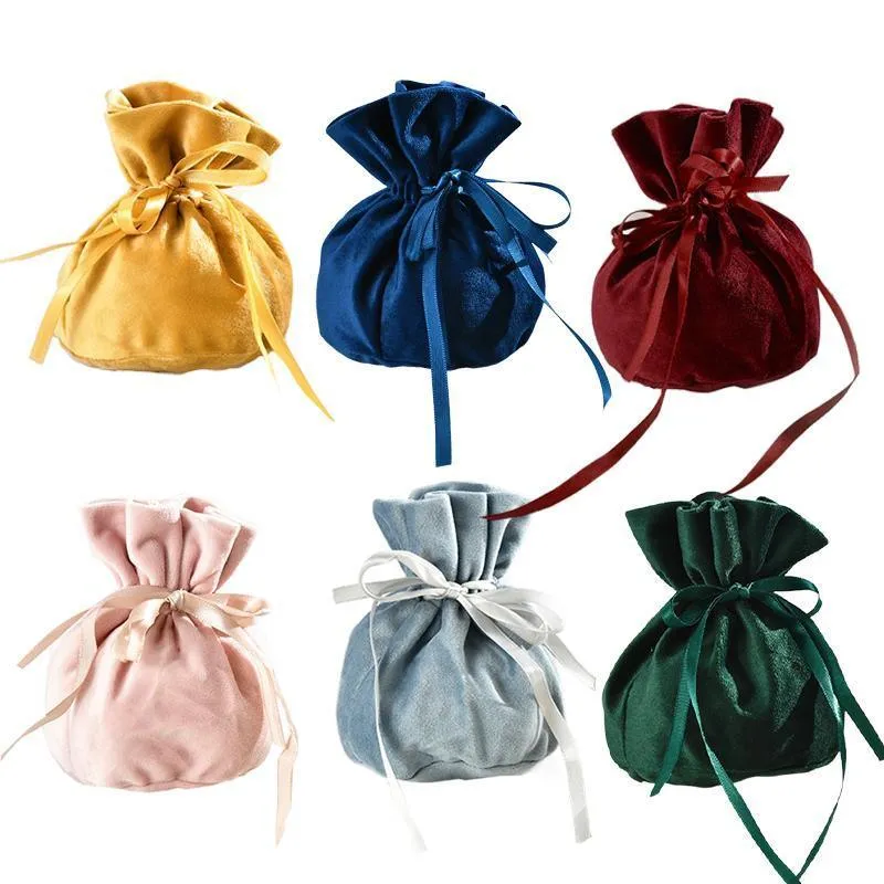Velvet Jewelry Drawstring Bags 6PCS 7Colours