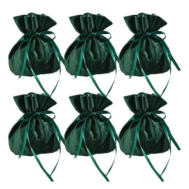 Velvet Jewelry Drawstring Bags 6PCS 7Colours