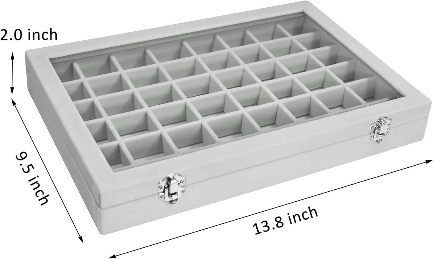 Velvet Jewelry Tray 48 Compartments Jewelry Display Organizer with Transparent Cover Rings, Earrings, Necklaces, Pendants Storage Box for Girls, Wives, Mothers, Women