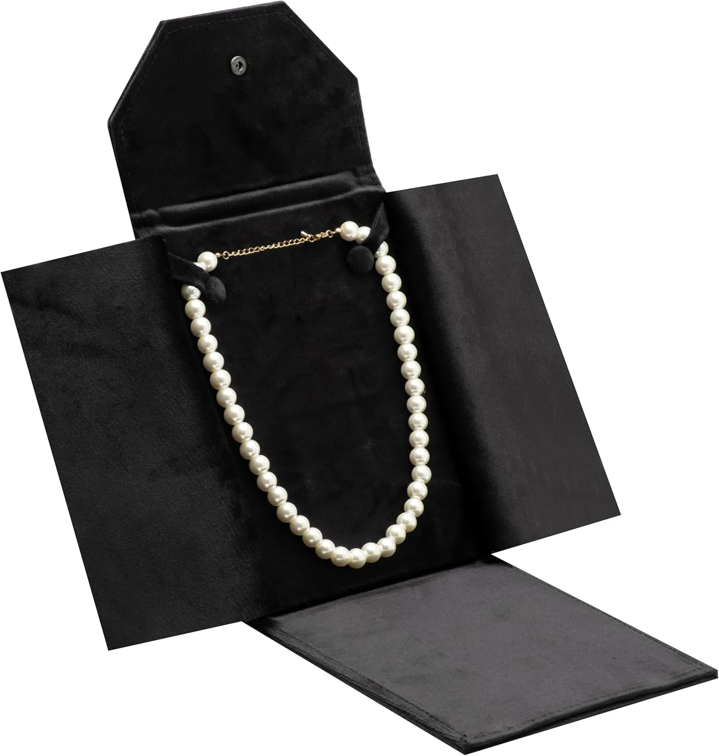 Velvet Necklace Jewelry Travel Folder Storage Display Case (Black)